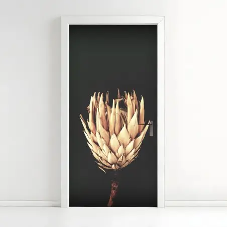 Türaufkleber getrocknete protea in sepia – Wallnifity®