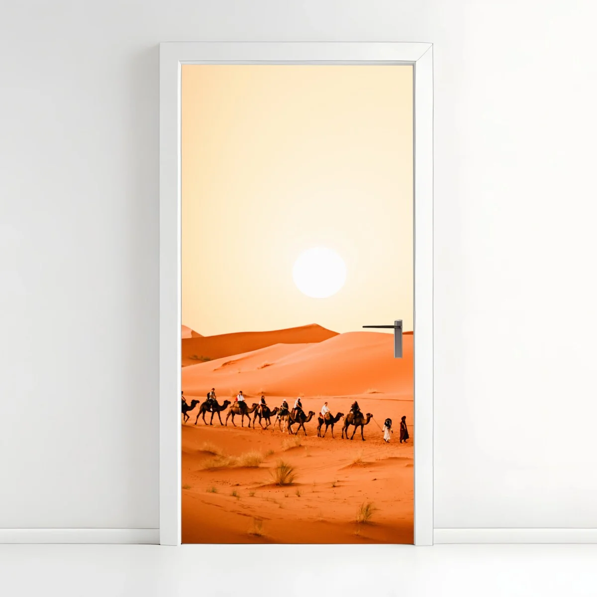 Türaufkleber karawane von kamelen in der wüste bei sonnenuntergang – Wallnifity® Türaufkleber karawane von kamelen in der wüste bei sonnenuntergang – Wallnifity®