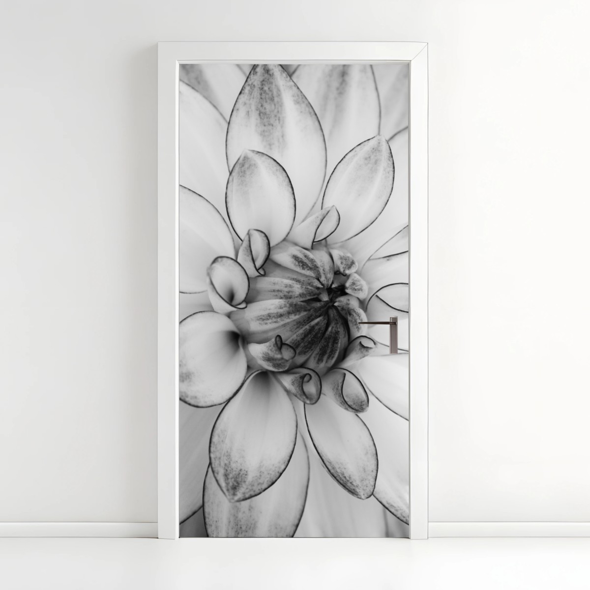 Türaufkleber monochrome nahaufnahme einer dahlie – Wallnifity®
