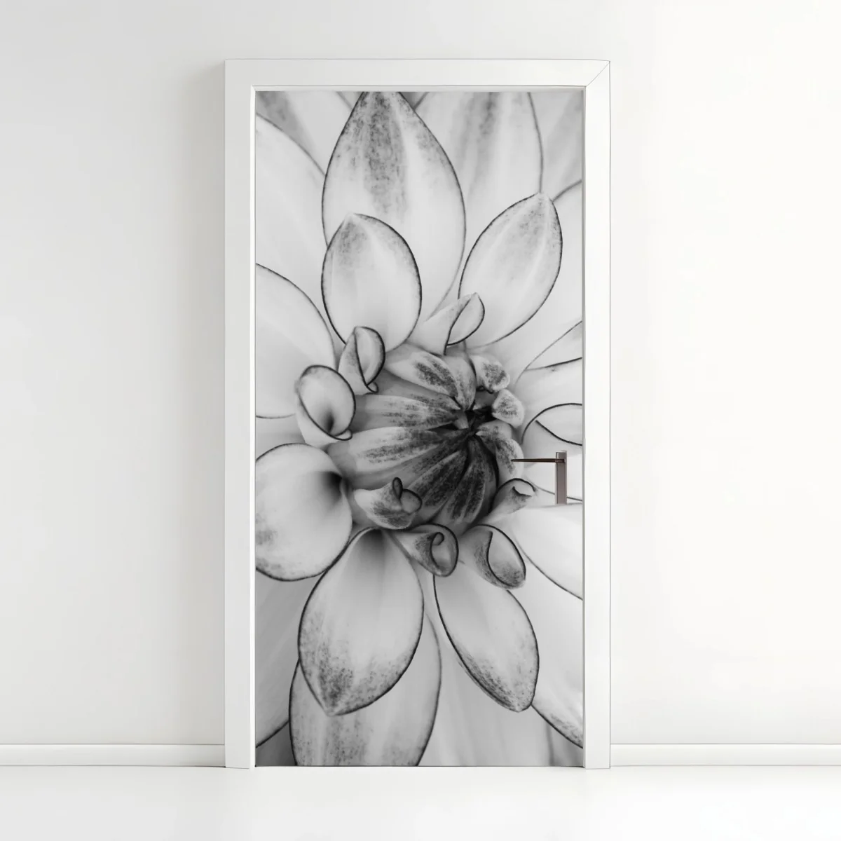 Türaufkleber monochrome nahaufnahme einer dahlie – Wallnifity® Türaufkleber monochrome nahaufnahme einer dahlie – Wallnifity®