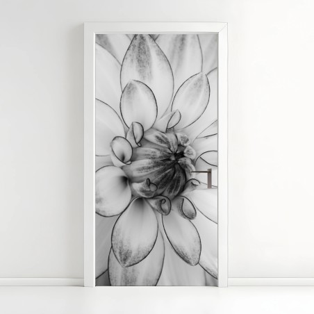 Türaufkleber monochrome nahaufnahme einer dahlie – Wallnifity®