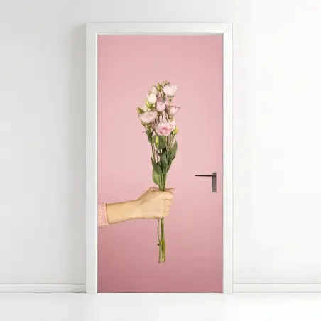 Türaufkleber zarter rosa eustoma-strauß – Wallnifity®
