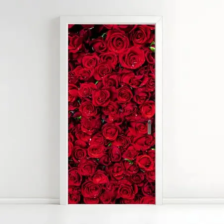 Türaufkleber dichte wand aus roten rosen – Wallnifity®