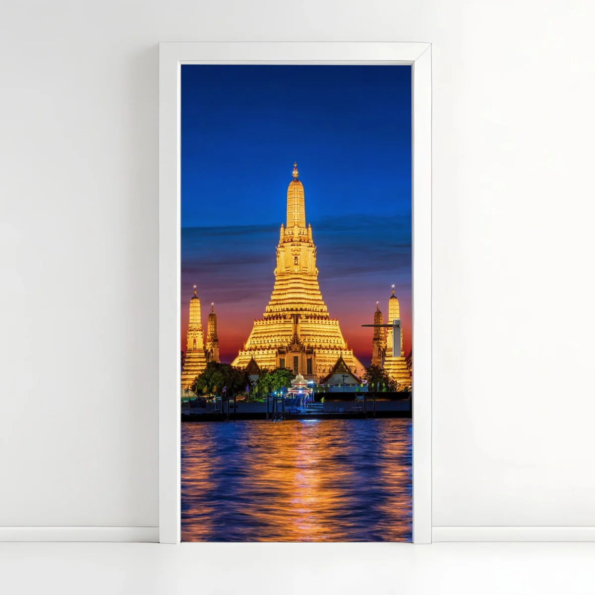 Türaufkleber goldenes Wat Arun in der dämmerung – Wallnifity® Türaufkleber goldenes Wat Arun in der dämmerung – Wallnifity®