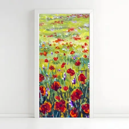 Türaufkleber impressionistische mohnwiese – Wallnifity®