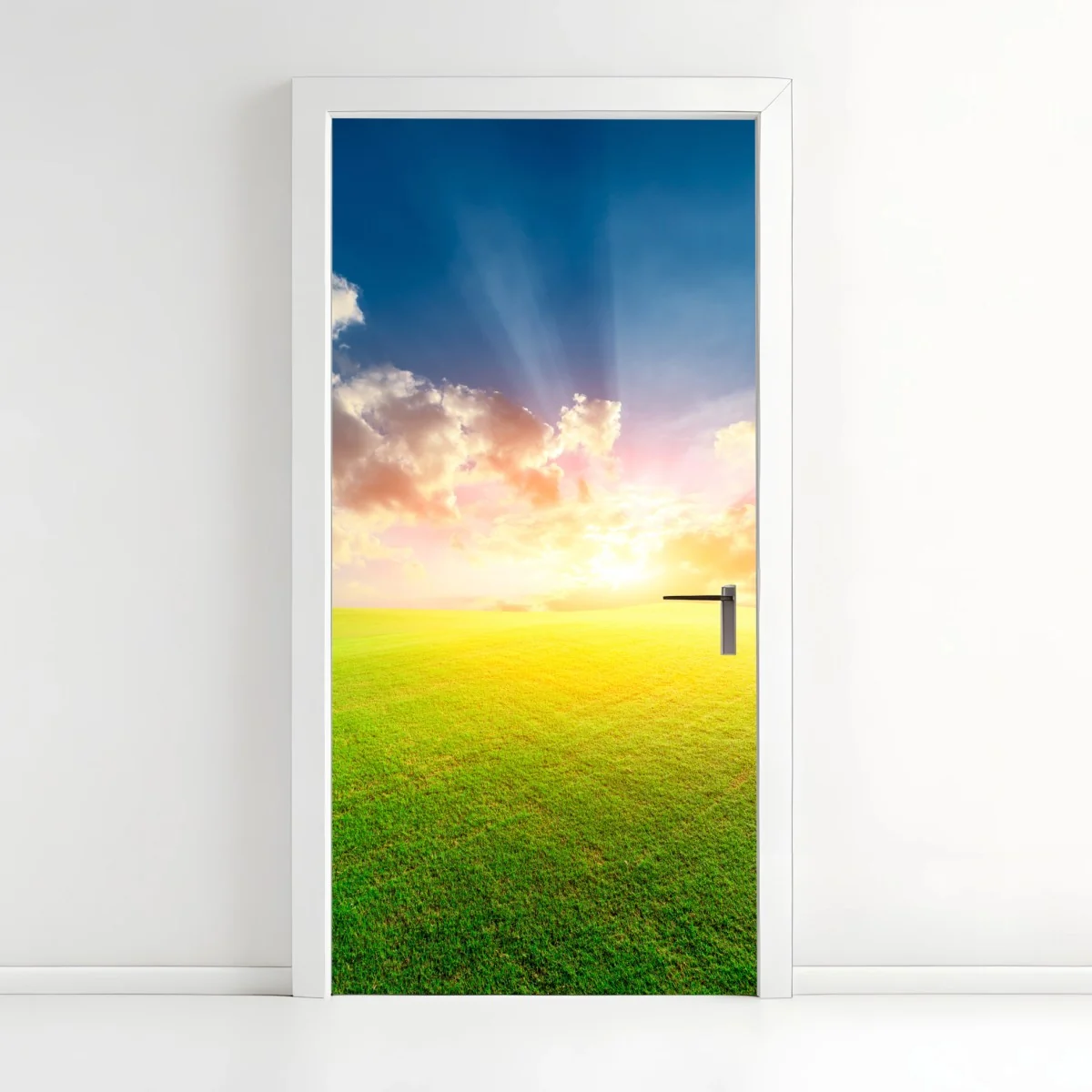 Türaufkleber sonnenbeschienene wiese bei sonnenuntergang – Wallnifity® Türaufkleber sonnenbeschienene wiese bei sonnenuntergang – Wallnifity®