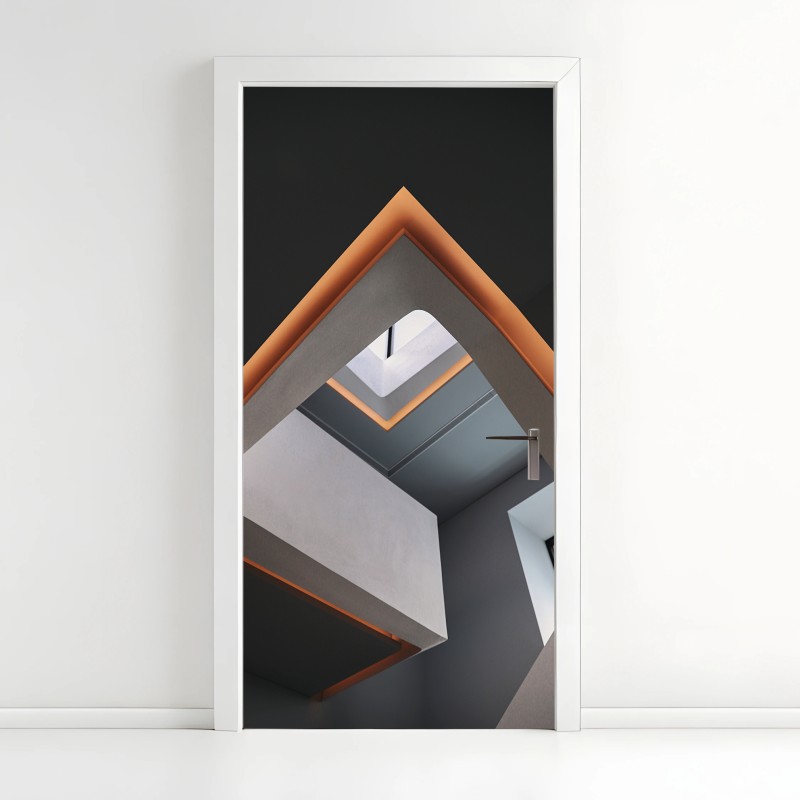 Türaufkleber minimalistisches geometrisches interieur mit oberlicht