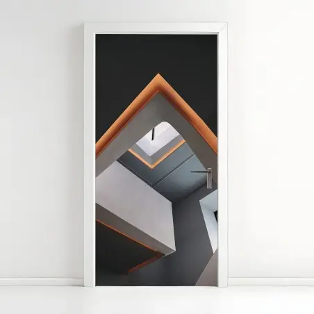 Türaufkleber minimalistisches geometrisches interieur mit oberlicht – Wallnifity®