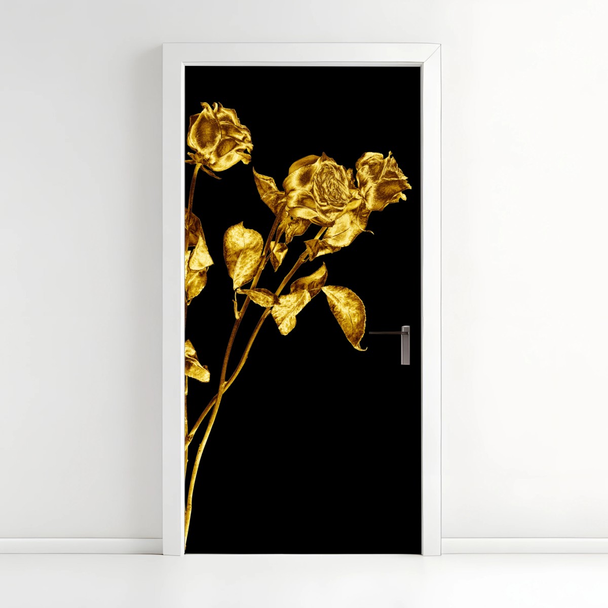 Türaufkleber goldene rosen vor schwarzem hintergrund – Wallnifity®