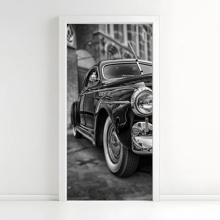 Türaufkleber vintage klassisches auto auf kopfsteinpflaster – Wallnifity®