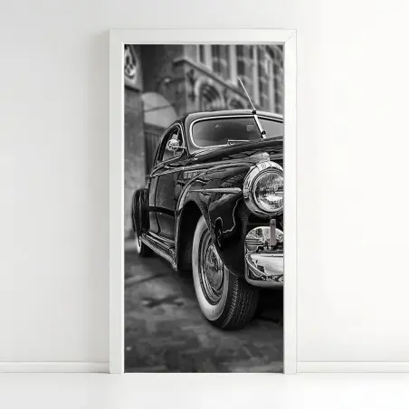 Türaufkleber vintage klassisches auto auf kopfsteinpflaster – Wallnifity®