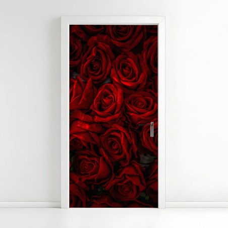 Türaufkleber intensive rote rosen nahaufnahme – Wallnifity®