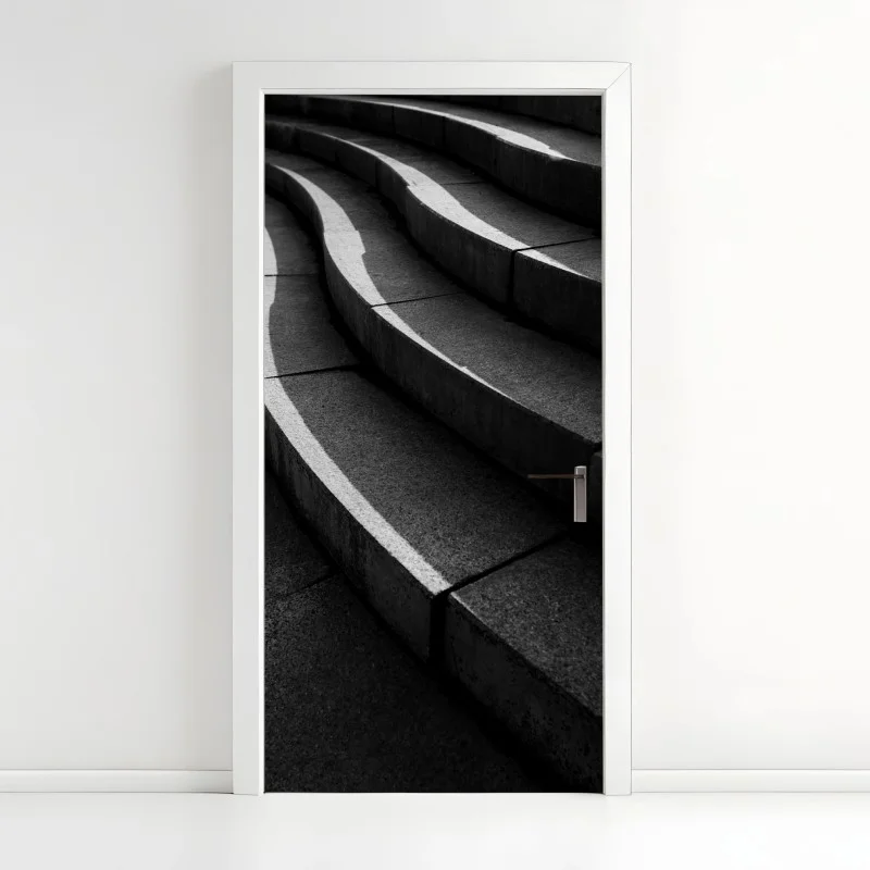 Türaufkleber geschwungene betontreppe im schatten