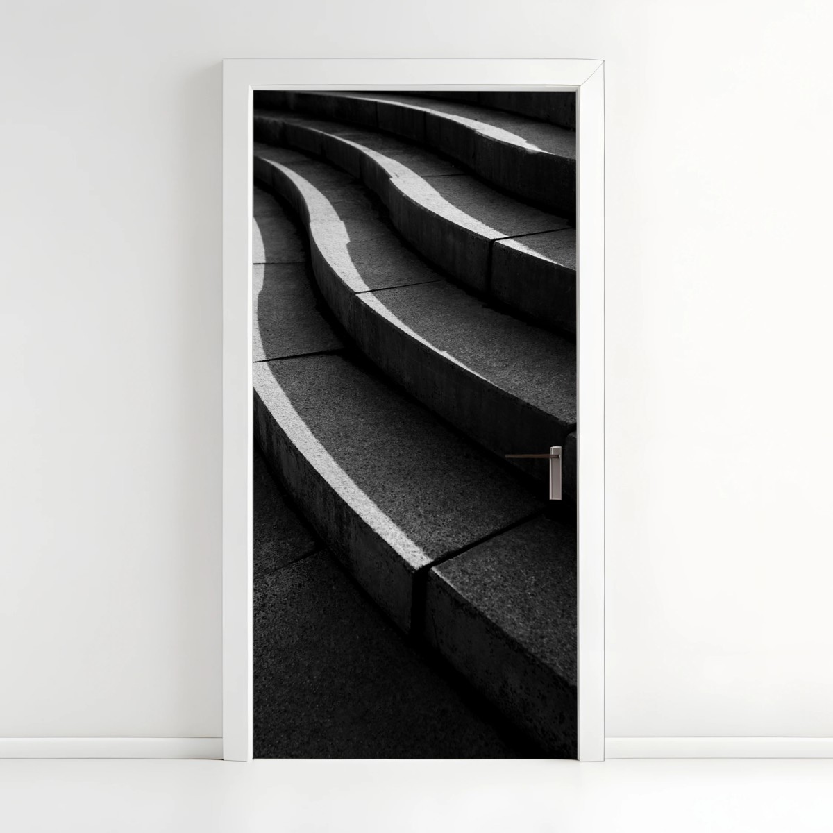 Türaufkleber geschwungene betontreppe im schatten – Wallnifity®