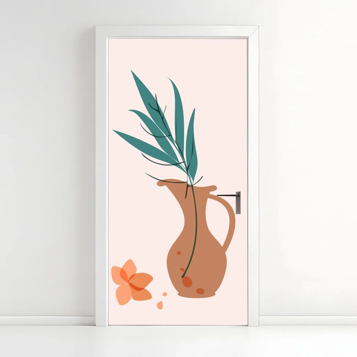 Türaufkleber pastell botanische vase mit blättern – Wallnifity® Türaufkleber pastell botanische vase mit blättern – Wallnifity®