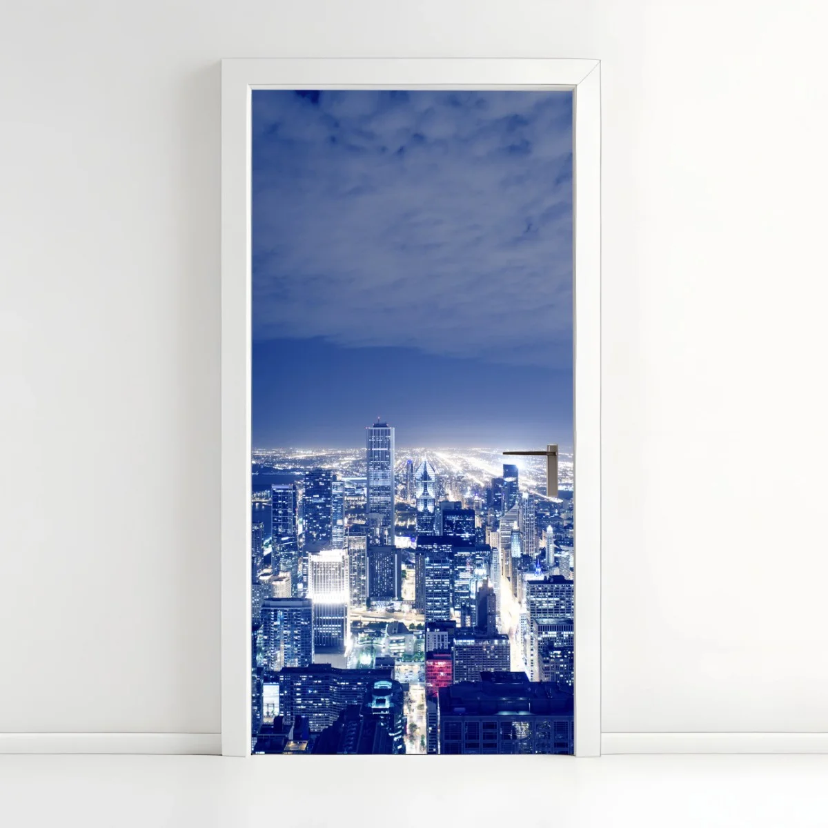 Türaufkleber Chicago nächtliche skyline panorama – Wallnifity® Türaufkleber Chicago nächtliche skyline panorama – Wallnifity®