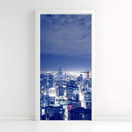 Türaufkleber Chicago nächtliche skyline panorama – Wallnifity®