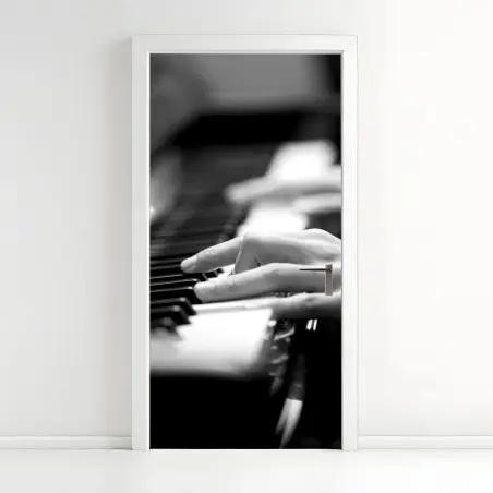 Türaufkleber intime hände auf klaviertasten in monochrom – Wallnifity®