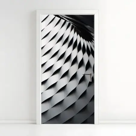 Türaufkleber monochromes geometrisches metallmuster – Wallnifity®
