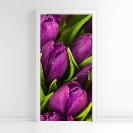Türaufkleber lila tulpen im bukett – Wallnifity®
