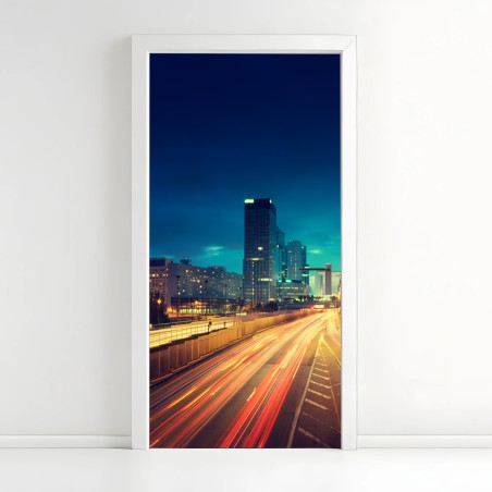 Türaufkleber La Défense skyline bei dämmerung – Wallnifity®