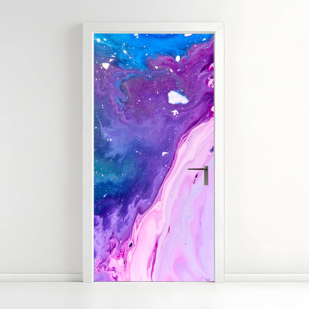 Türaufkleber lebendige blau-violette abstrakte acrylmalerei – Wallnifity®