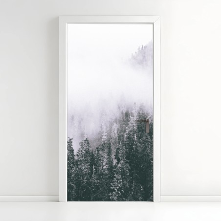 Türaufkleber nebliger immergrüner wald – Wallnifity®