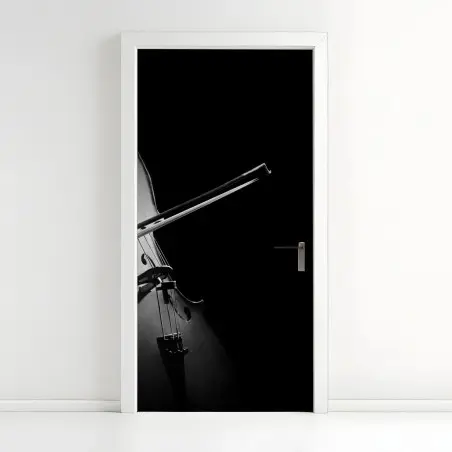 Türaufkleber elegantes cello in monochrom – Wallnifity®