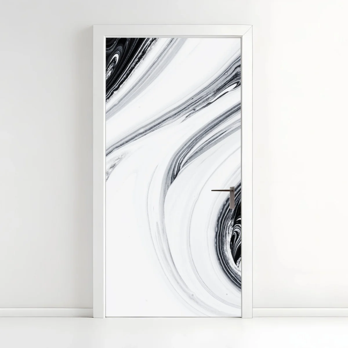 Türaufkleber monochromer marmorswirbel – Wallnifity® Türaufkleber monochromer marmorswirbel – Wallnifity®