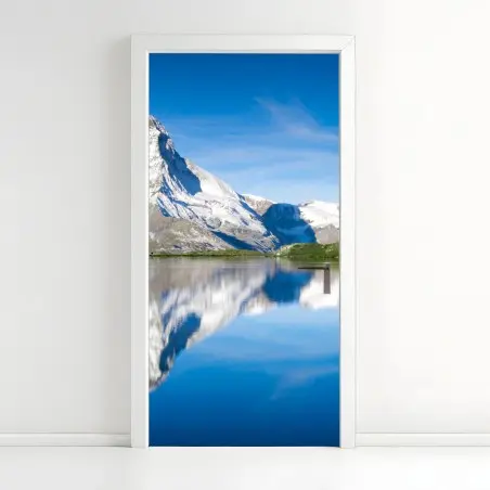 Türaufkleber majestätische bergspiegelung über alpensee – Wallnifity®