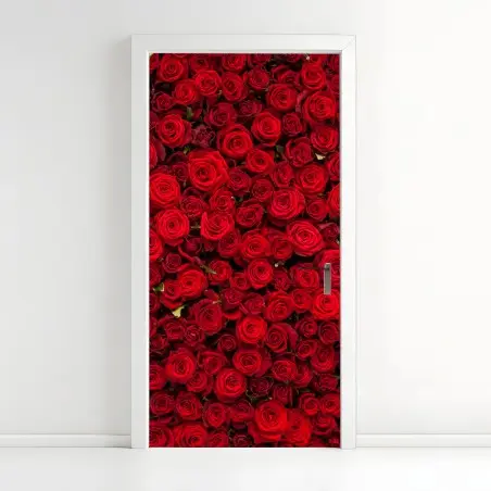 Türaufkleber endlose wand aus roten rosen – Wallnifity®