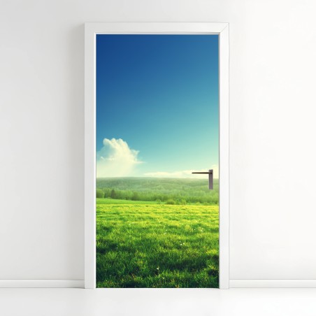 Türaufkleber sonnige frühlingswiese im abendlicht – Wallnifity®