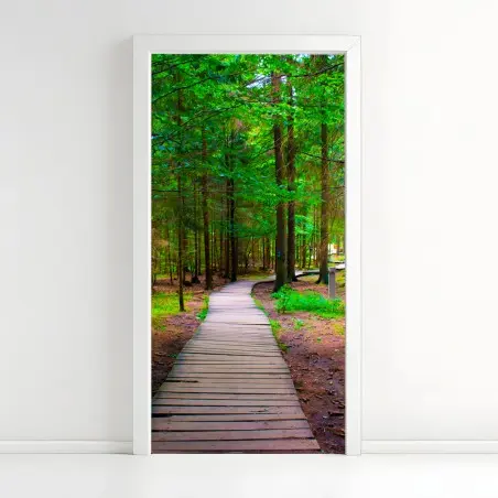 Türaufkleber ruhiger waldsteg im grünen – Wallnifity®