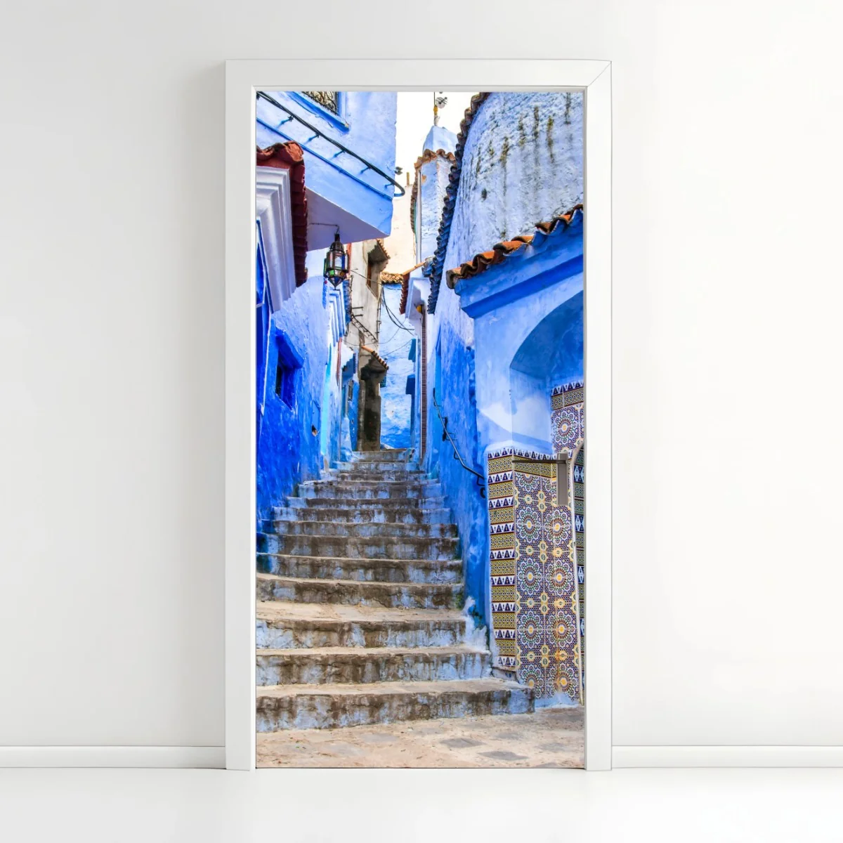 Türaufkleber blaue gasse in Chefchaouen, Marokko – Wallnifity® Türaufkleber blaue gasse in Chefchaouen, Marokko – Wallnifity®