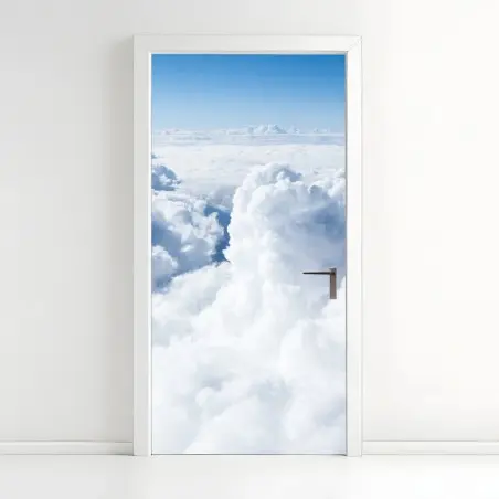 Türaufkleber blick von oben: sanfte wolken und blauer himmel – Wallnifity®
