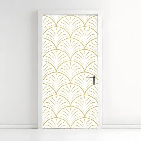 Türaufkleber goldenes art deco fächermuster – Wallnifity®