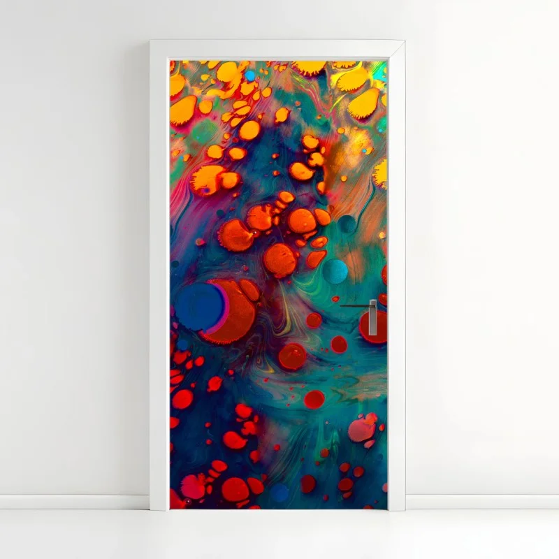 Türaufkleber lebendige türkis-orange marmorierte kunst