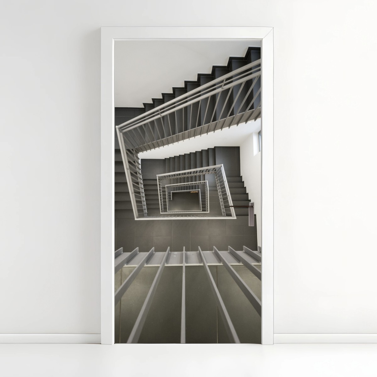 Türaufkleber geometrisches treppenhaus in perspektive – Wallnifity®