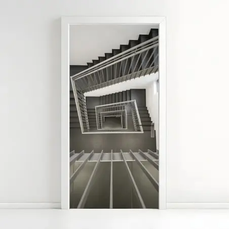 Türaufkleber geometrisches treppenhaus in perspektive – Wallnifity®