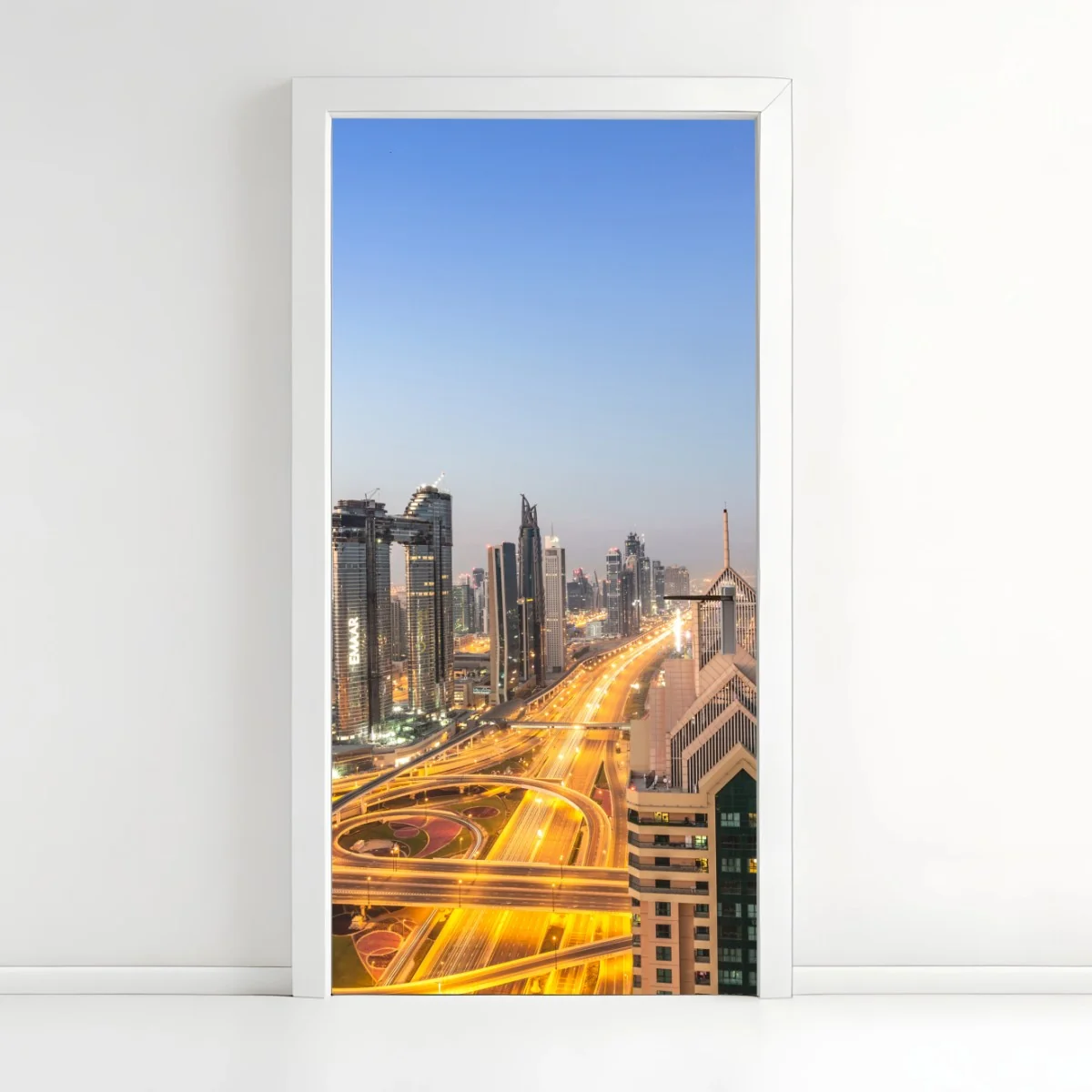 Türaufkleber skyline von Dubai bei dämmerung – Wallnifity® Türaufkleber skyline von Dubai bei dämmerung – Wallnifity®