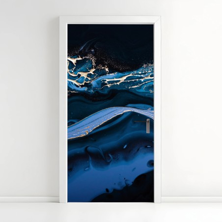 Türaufkleber marineblaue und goldene abstraktion – Wallnifity®
