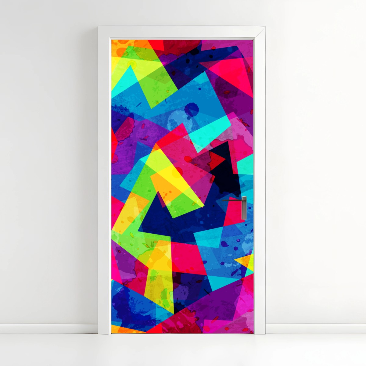 Türaufkleber lebendige geometrische aquarell-collage – Wallnifity®
