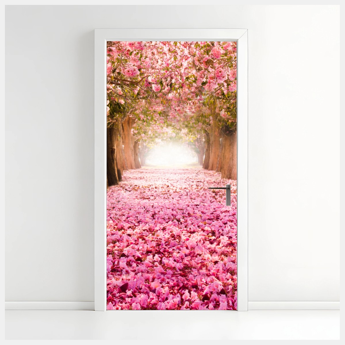 Türaufkleber rosa blütenallee unter kirschbäumen – Wallnifity®