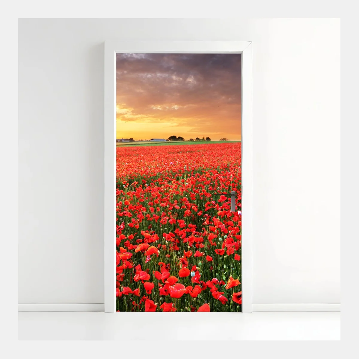 Türaufkleber mohnfeld im sonnenuntergang – Wallnifity® Türaufkleber mohnfeld im sonnenuntergang – Wallnifity®