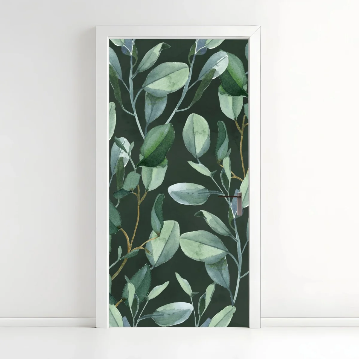 Türaufkleber aquarell eukalyptusblätter muster auf dunkelgrünem hintergrund – Wallnifity® Türaufkleber aquarell eukalyptusblätter muster auf dunkelgrünem hintergrund – Wallnifity®