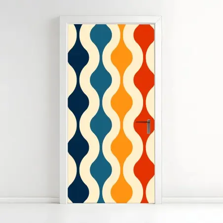 Türaufkleber retro welliges mid-century muster – Wallnifity®