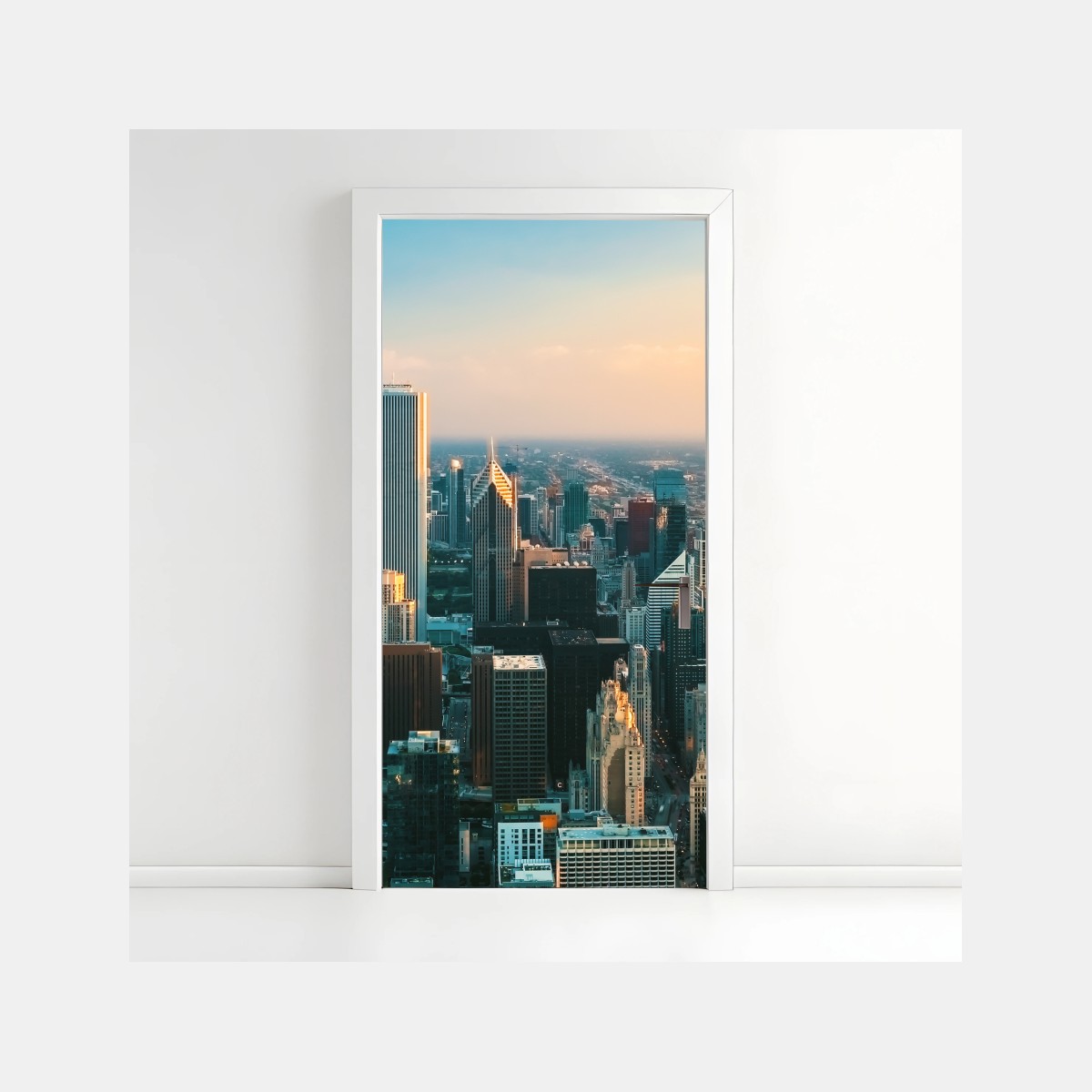 Türaufkleber Chicago skyline bei sonnenuntergang – Wallnifity®