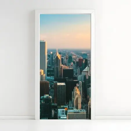 Türaufkleber Chicago skyline bei sonnenuntergang – Wallnifity®