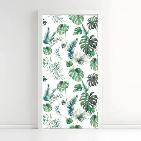 Türaufkleber aquarell tropische blätter muster – Wallnifity®
