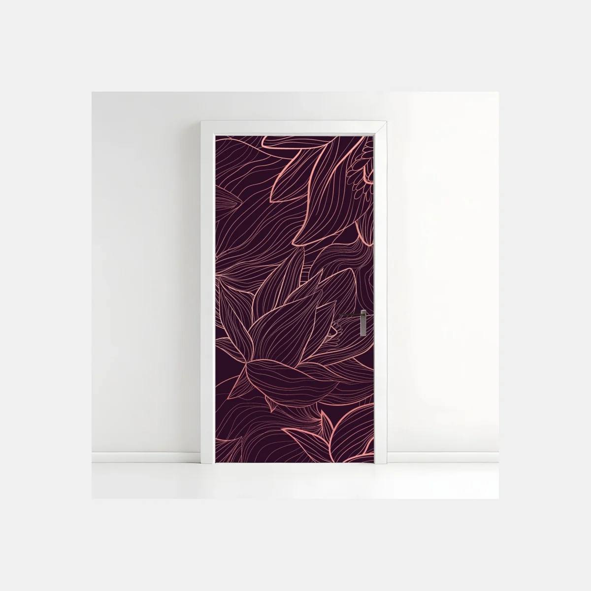 Türaufkleber elegantes rosa linienblumenmuster – Wallnifity® Türaufkleber elegantes rosa linienblumenmuster – Wallnifity®